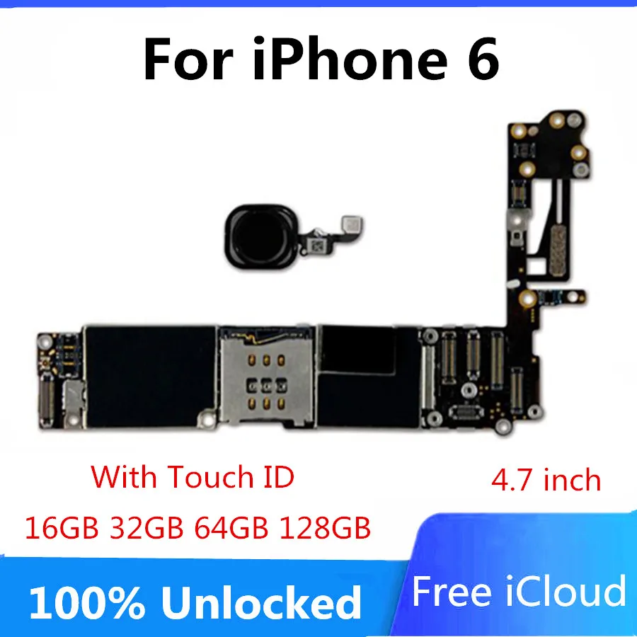 Полная Логическая плата для iphone 6 материнская с сенсорным Идентификатором