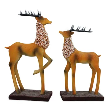 

EUROPEAN RESIN 2PCS DEER SCULPTURE AND STATUE HOME DECORATION ACCESSORIES RESINS CRAFTS ANIMAL DECORATIONS SCULPTURE RETRO GIFT