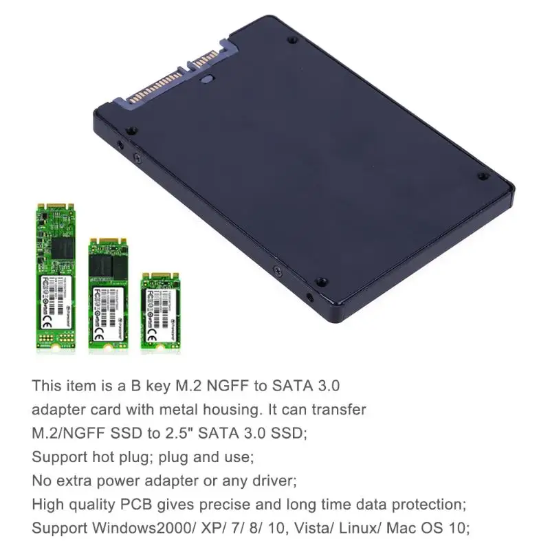 M.2 NGFF 7 мм Толщина SATA3 SSD до 2,5 SATA 3,0 адаптер карта для PC передачи M.2/NGFF SSD до 2," SATA 3,0 SSD
