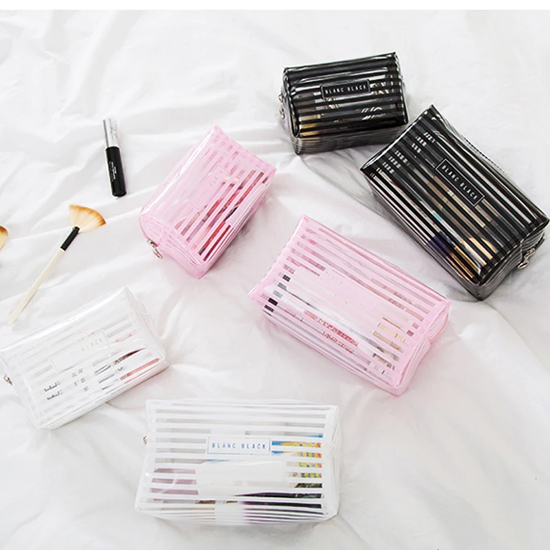 

Портативная Водонепроницаемая прозрачная косметичка, Модный Полосатый органайзер для косметики на молнии, Женская дорожная сумка для туалетных принадлежностей