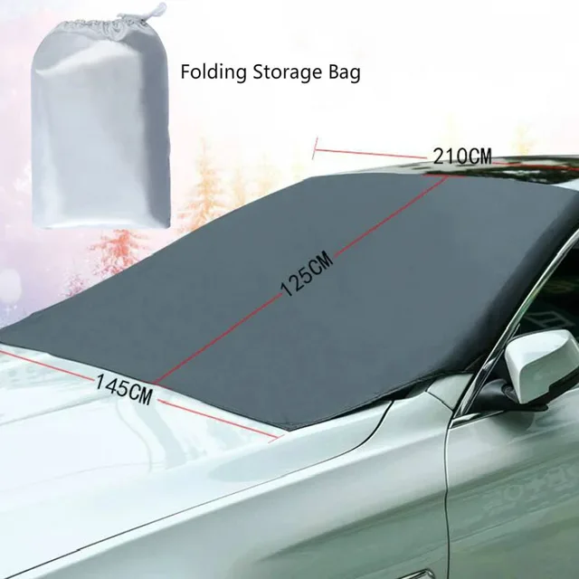 Erős Mágneses Autó Hótakaró Ezüst Ruhával Hó És Fagyálló Anti-Című Védő Borítás Első Szélvédő - Image 5