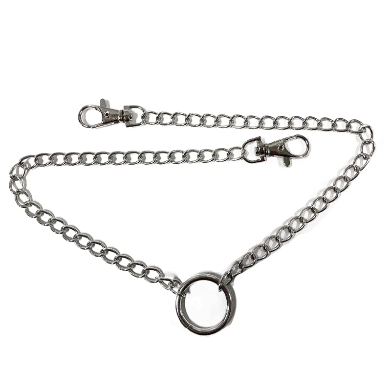 Новые женские металлические брюки брелок серебряное кольцо панк джинсы хип хоп