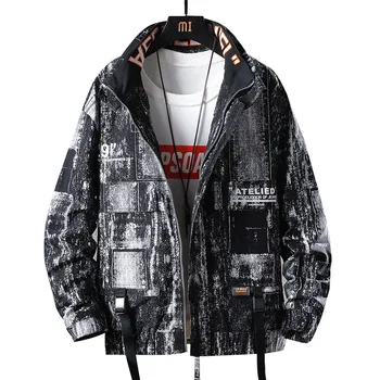 

Jacket Male 2020 Autumn Ins Jacket Male Number Printing Trend Teenagers Even Hat Work Clothes Loose Coat