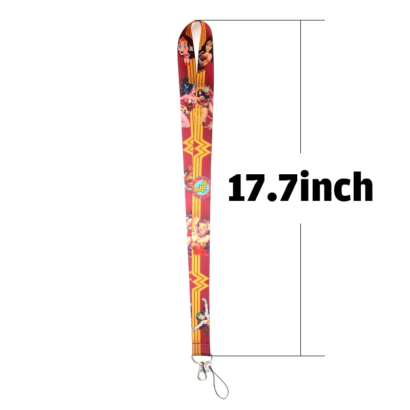 PC164 20 шт./лот брелок для ключей Wonder Woman Lanyards Id держатель для ID карты для спортзала держатель для мобильного телефона USB