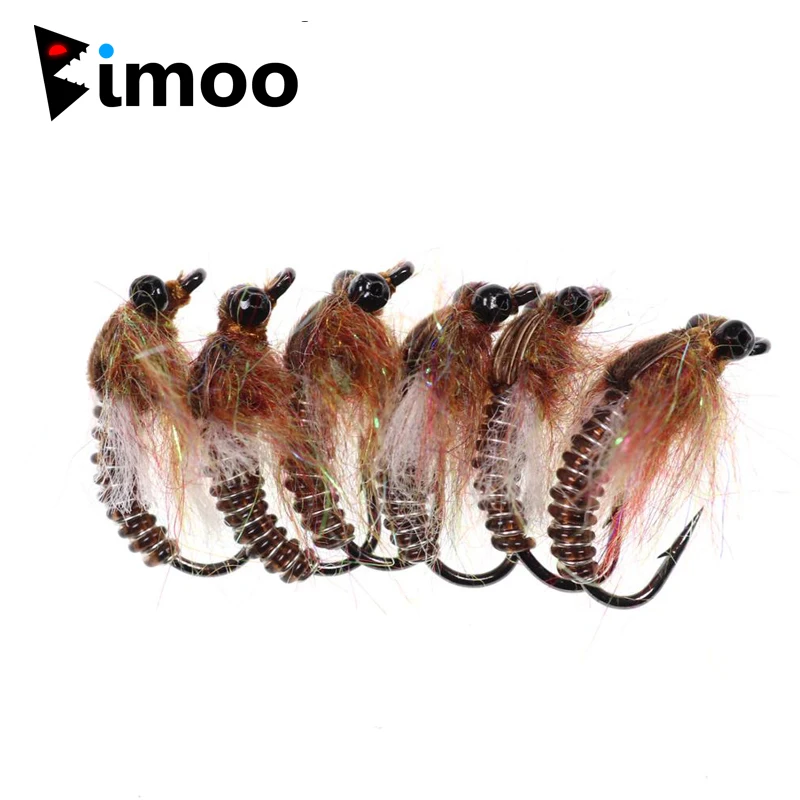 Bimoo 6 шт./лот#8 коричневая Стрекоза Nymphs рыболовная муха для форель окунь панфиш рыболовные наживки приманка с черными пластиковыми глазами