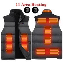 

11 Places Outdoor Heated Jacket Smart Electric Warmer Thermal Waistcoat Heating Vest for Men Women USB Ski Cycling Camping Vest