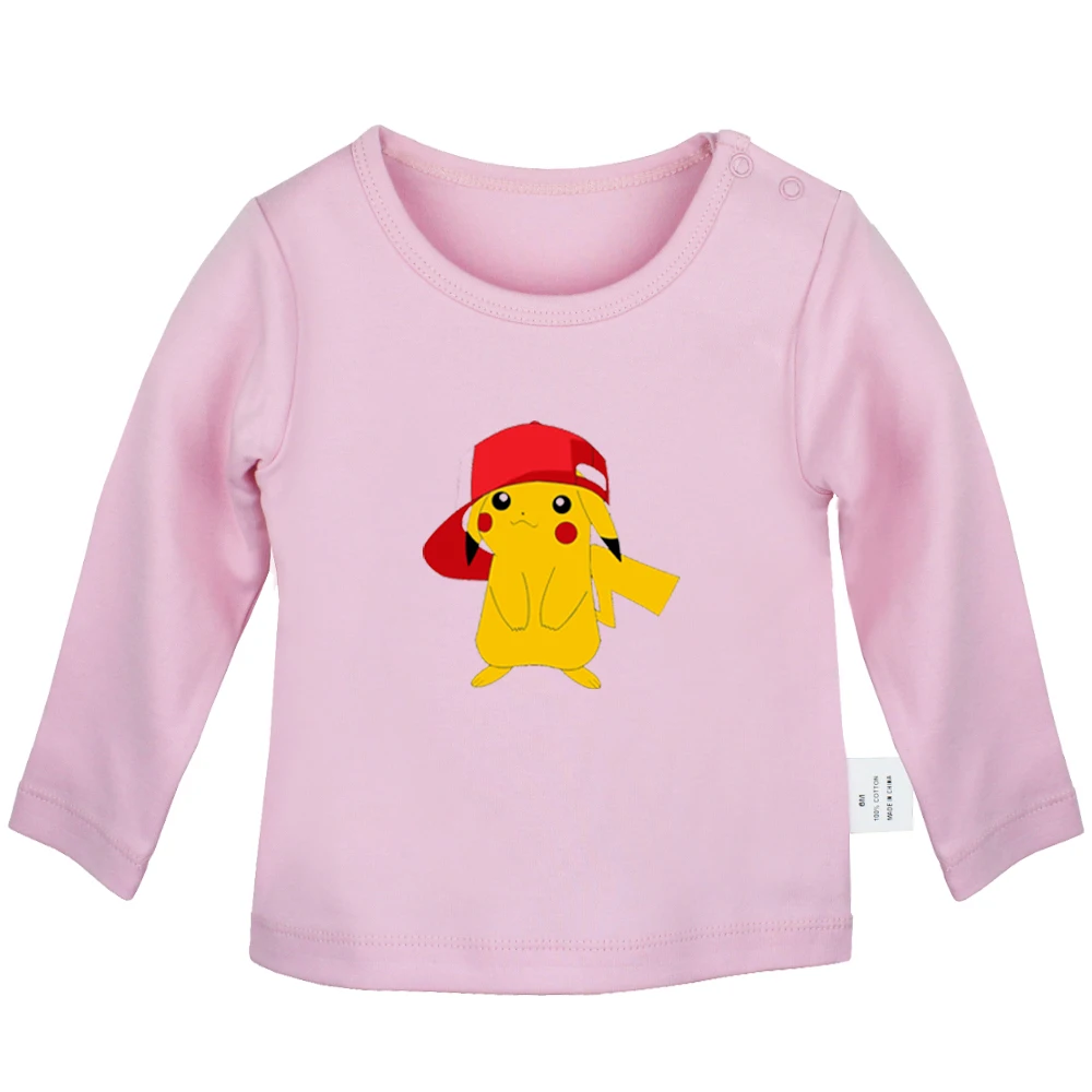 JcBabyYP243C Милый веселый покебол PIKACHU с рисунком из мультфильма «Покемон»; футболки для новорожденных; однотонные футболки с длинными рукавами для малышей - Цвет: JcBabyYP243C