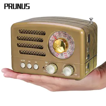 

PRUNUS Portable AM/FM/Shortwave Rechargeable Radio Retro Bluetooth Speaker Supports TF Card/Aux/USB MP3 Player