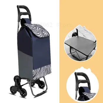 

Foldable Shopping Cart Thicken Steel Climb Luggage Cart with Waterproof Bag Durable PU wheels Portable Climbing Trolley