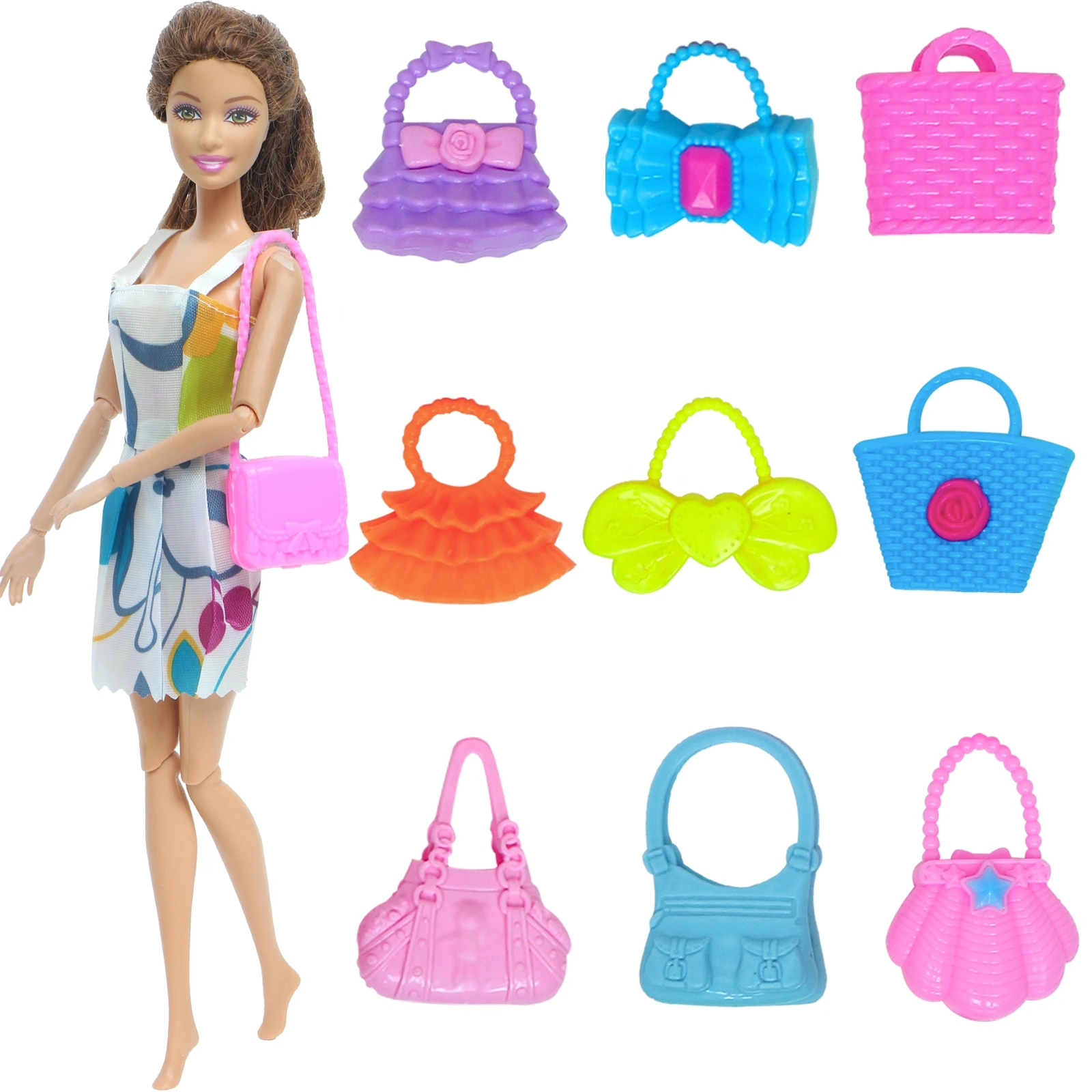 30CM Dollhouse Furniture 31 Items/Set=1 Wardrobe + 30 Doll Accessories Dolls Clothes Dresses Crowns Necklace Shoes For Babi