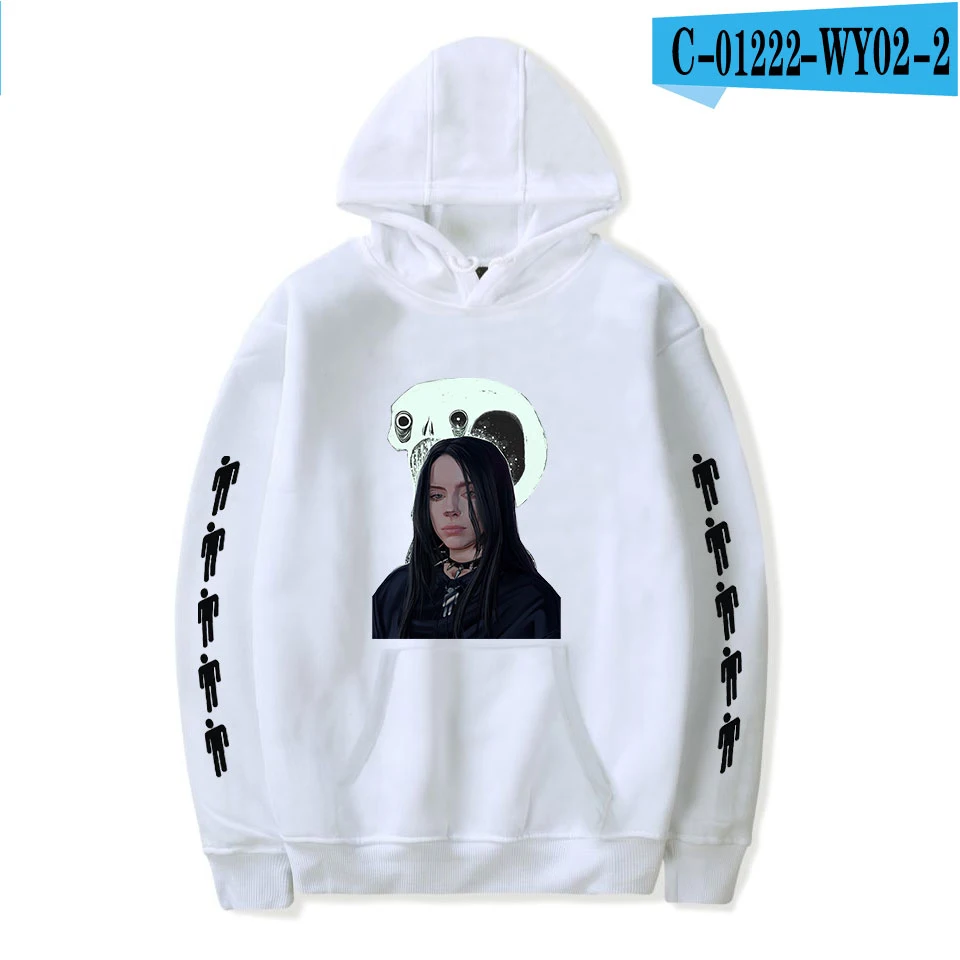 white Новая модная Толстовка Billie Eilish, популярная Толстовка для мужчин и женщин, удобная куртка на осень и зиму, Модный черный пуловер для мальчиков и девочек - Цвет: white