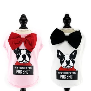 

Pet Dog Summer Spring Shirt Vest Clothes For Small Medium S-XXL Dogs outdoor wear Cute Bow tie comfortable cotton