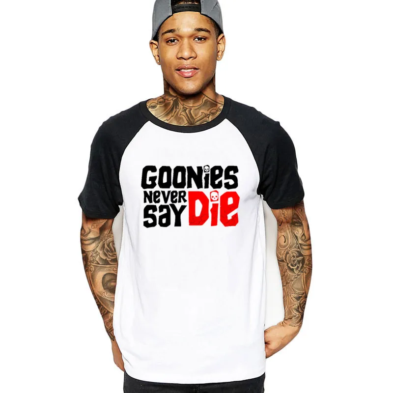 Забавные мужские футболки с коротким рукавом и буквенным принтом Goonies Never Say Die