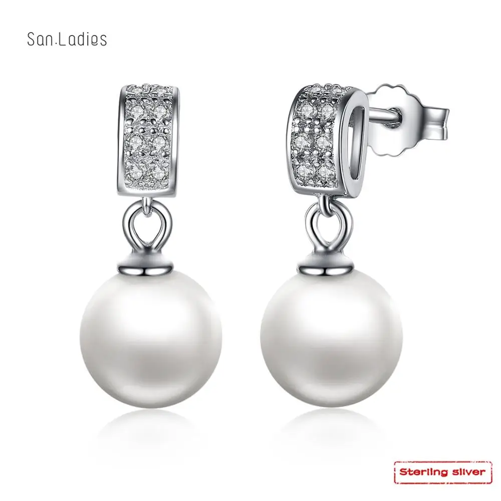 

San.Ladies Real 925 Sterling Silver Fine Jewelry Drop Earrings Female earbob gifts Earrings Jewelry Ear pendant Accessories