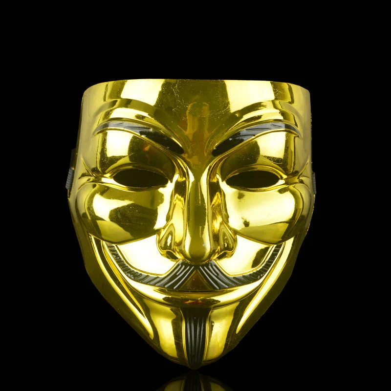 1 шт. Вечерние Маски V для Vendetta Маска Anonymous Guy Fawkes Необычные Косплей Аксессуары Хэллоуин Вечерние Маски - Цвет: Gold