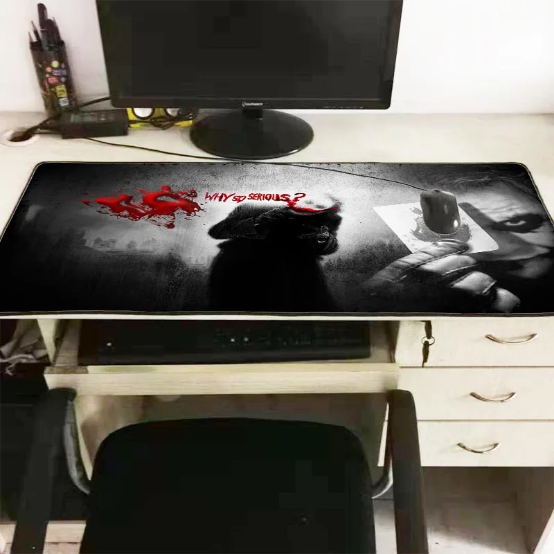 Mairuige 90X40CM Funny Joker Why So Serious Customized Laptop Gaming Large Locking Edge Mouse Pad DIY Painted Beautiful Mousepad