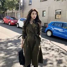 Autumn Winter Women's Casual Fashion Trench Coat Oversize Double Breasted Vintage Outwear Long Loose Trench Sashes TR19
