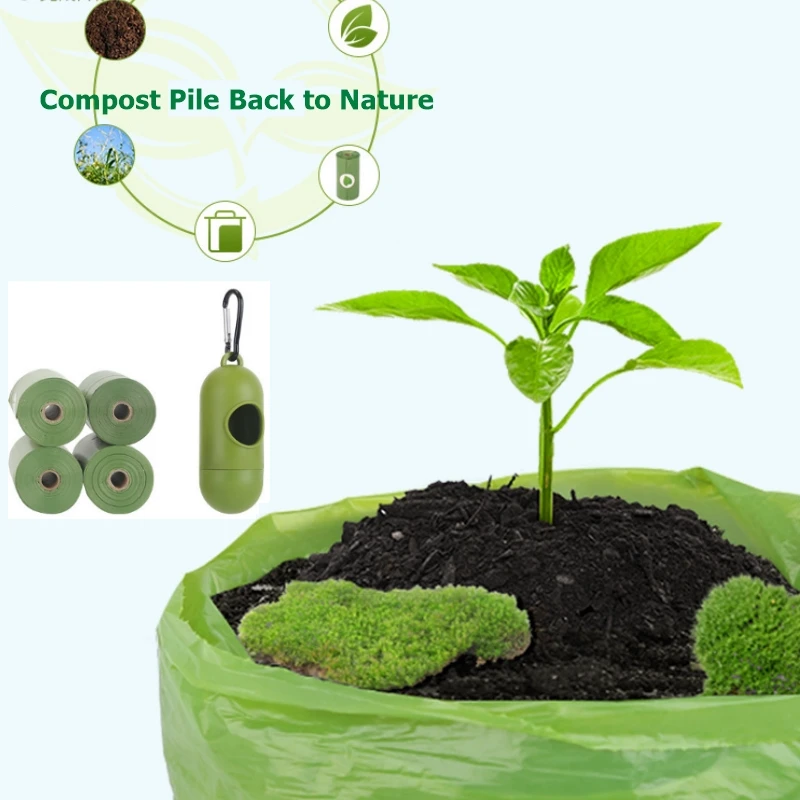 Dispensador de Bolsa para popó de plástico Degradable para perros, accesorio de limpieza para mascotas, respetuoso con el medio ambiente, aroma de lavanda