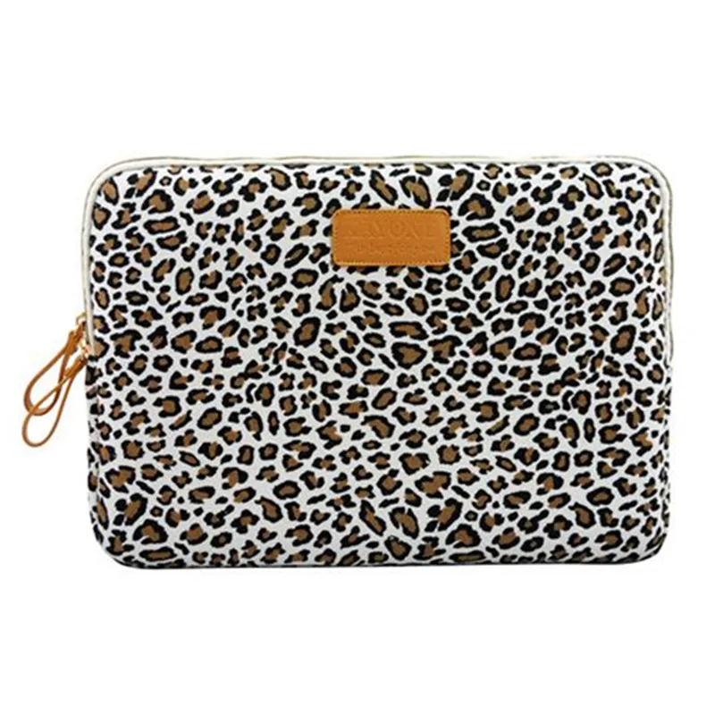 

Canvas Laptop Sleeve Leopard Print 8 10"12"13"13.3"14"14.1"15"15.4"15.6" PC Case Pouch Notebook Bag Liner Sleeve