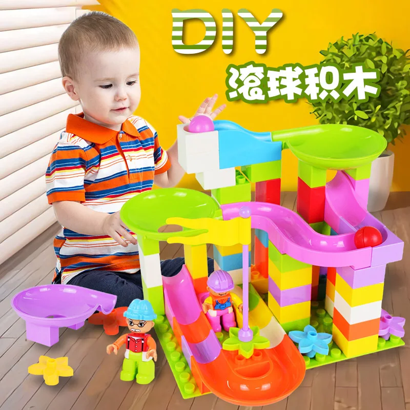 

Colorful Box Large Particles Slide Building Blocks Crazy Ball Bearing Building Blocks Table Accessories Splicing Toys Compatible
