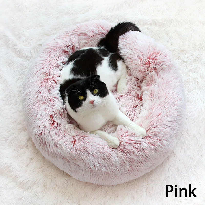 pink Кровать для глубокого сна, моющаяся, плюшевая, круглая, для собаки, кошки, супер мягкая, полипропиленовый, бархатный, для дома собаки с износостойкой тканью Оксфорд на дне - Цвет: pink