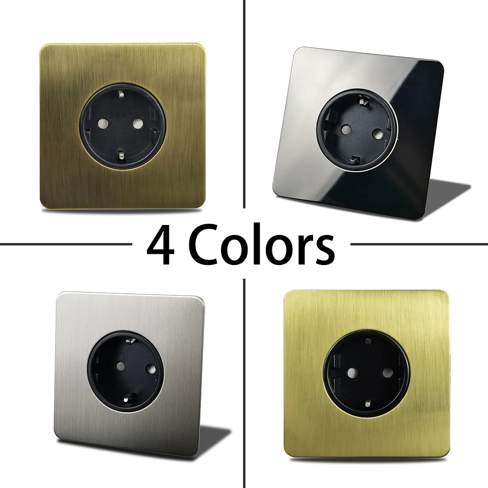 de latão antigo, painel de aço inoxidável, 4 cores, schuko alemão