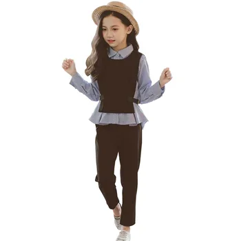 

Girls Clothes Striped Shirt + Vest + Pants 3 Pcs Clothes For Girls Patchwork Girls Sets Clothing Summer Fashion Suit For Girls