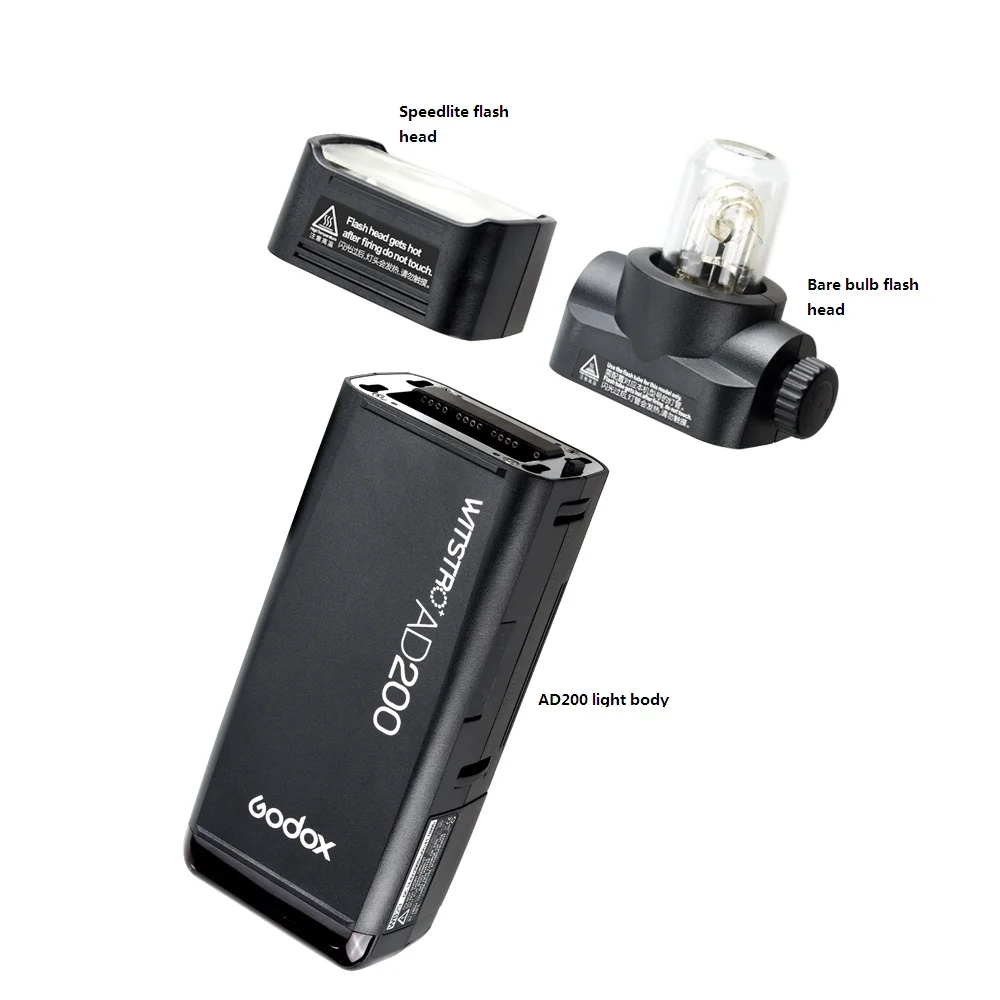 US $369.00 Godox AD200 200Ws TTL Pocket Flash Strobe Kit With XPro Trigger 2900mAh Lithimu Battery And Bare Bulb BD07