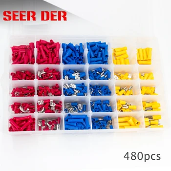 

480Pcs Insulated Wiring Terminals Wire Connectors Assortment Electrical Crimp Terminals Kit Crimp Connectors Cable Terminal