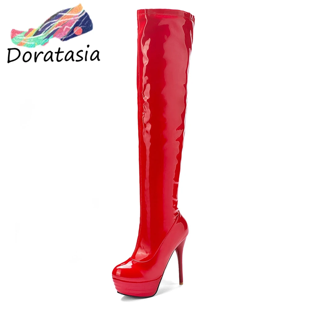

2020 Dropship Big Size 32-46 Add Fur Platform Sexy Shoes Women Boots Female Thin High Heels Over The Knee Boots Woman
