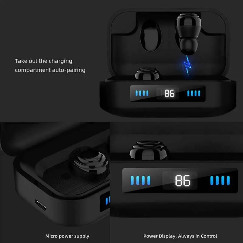 Aolon TWS 5,0 Bluetooth наушники 9D стерео Музыка беспроводные наушники гарнитура сенсорный светодиодный дисплей 2000 мАч Внешний аккумулятор