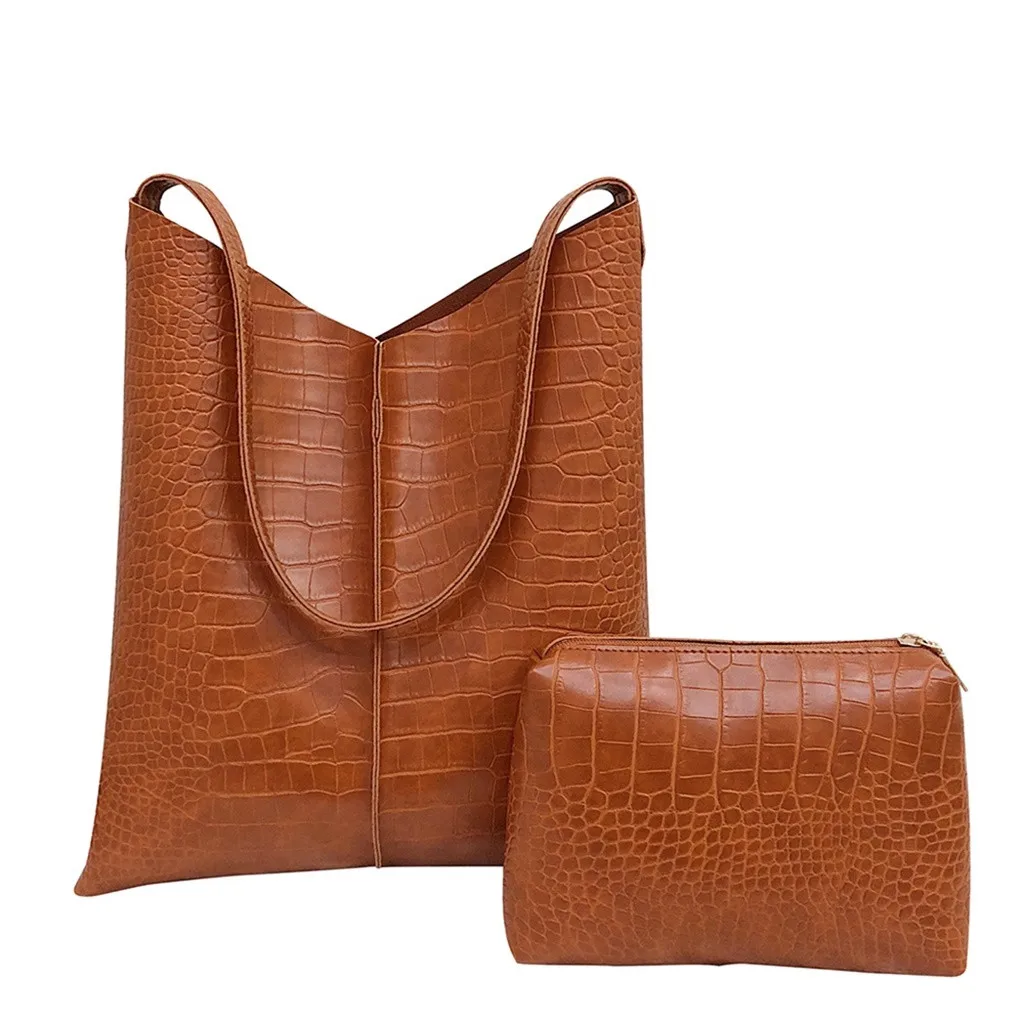 2 шт., модные женские сумки через плечо из кожи аллигатора, сумка-мессенджер с ручками из искусственной кожи, женская сумка с крокодиловым узором