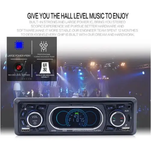 20 шт Автомобильный MP3-плеер Стерео аудио, дистанционное управление mp3-плеер 1 Din AUX/TF/USB FM Bluetooth автомобильное радио SWM 8809