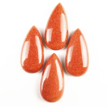 

31.6g 8Pcs 30x15mm Gold Sand Stone Teardrop Cab Cabochon 355-JM