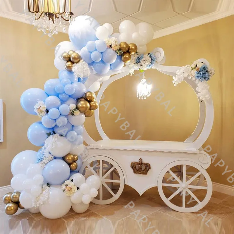 

96Pcs Macaron Blue Latex Balloon Set Chrome Gold White Arch Garland Balloons Kit Wedding Birthday Party Decorations Globos