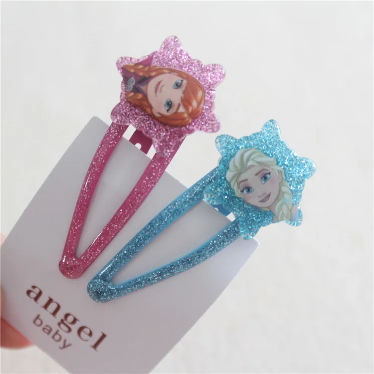 

2PCS/Set Disney Children Hair Clips Frozen 2 Kid Hair Pins Doll Accessories Elsa Hair Pin Bow Headwear Girl Princess BB Clip