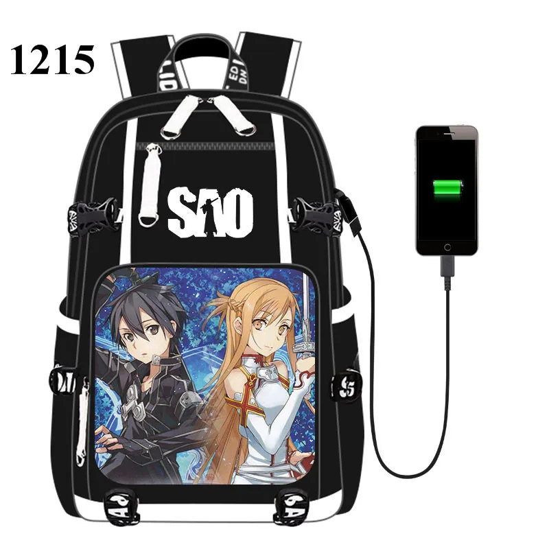 Mochila de dibujos animados de Sword Art Online, bolsa de juego con puerto  USB, libro escolar para estudiantes, bolsa de hombro para exteriores,  Cosplay|Mochilas| - AliExpress