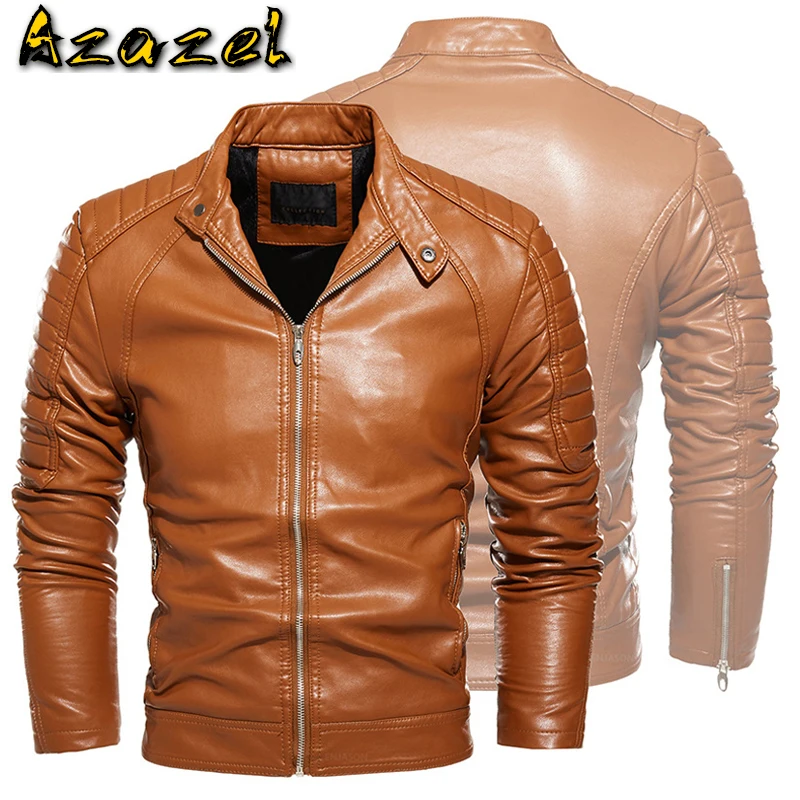 

Winter Warm Velvet Jacket Men Leather Motorcycle Jacket Slim Fit Bomber Coats Slim Fit Biker Men Coat Fashion Zipper Jacket Male