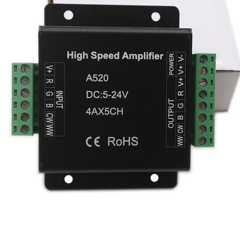 

A520 DC5V 12V 24V Single color/RGB/RGBW/RGB+CCT RGBWW High Speed Amplifier Data Signal Repeater 1/3/4 CH Dimmer Power Amplifier