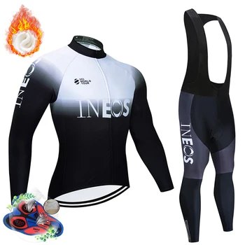 

Men Winter Thermal Cycling Apparel 2020 ineos Hot Long Sleeve Cycling Jersey Set Ropa Ciclismo MTB Maillot Bike Wear