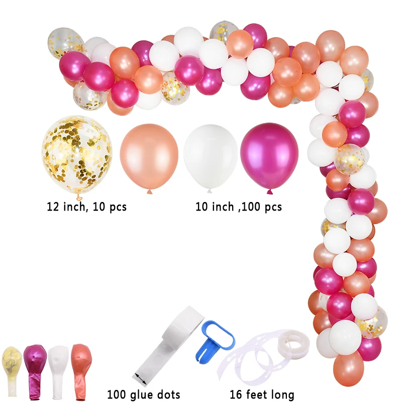 

Colorful Bubble Wedding Rose Gold Red White Balloon Birthday Garlands Balls Arch Chain Kit Baby Shower Party Backdrop Decoration