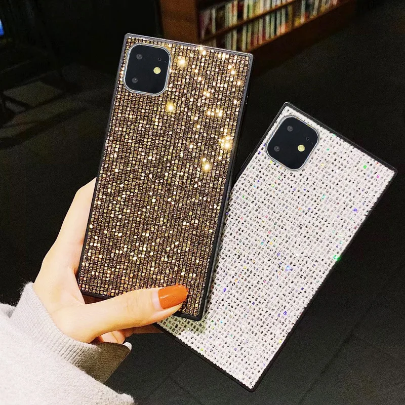 

Glitter Bling Sequin Case For iPhone 11 Pro Max Square Protective Back Cover For iPhone Xs Max Xr X 7 8 Plus 11 Soft TPU Capa