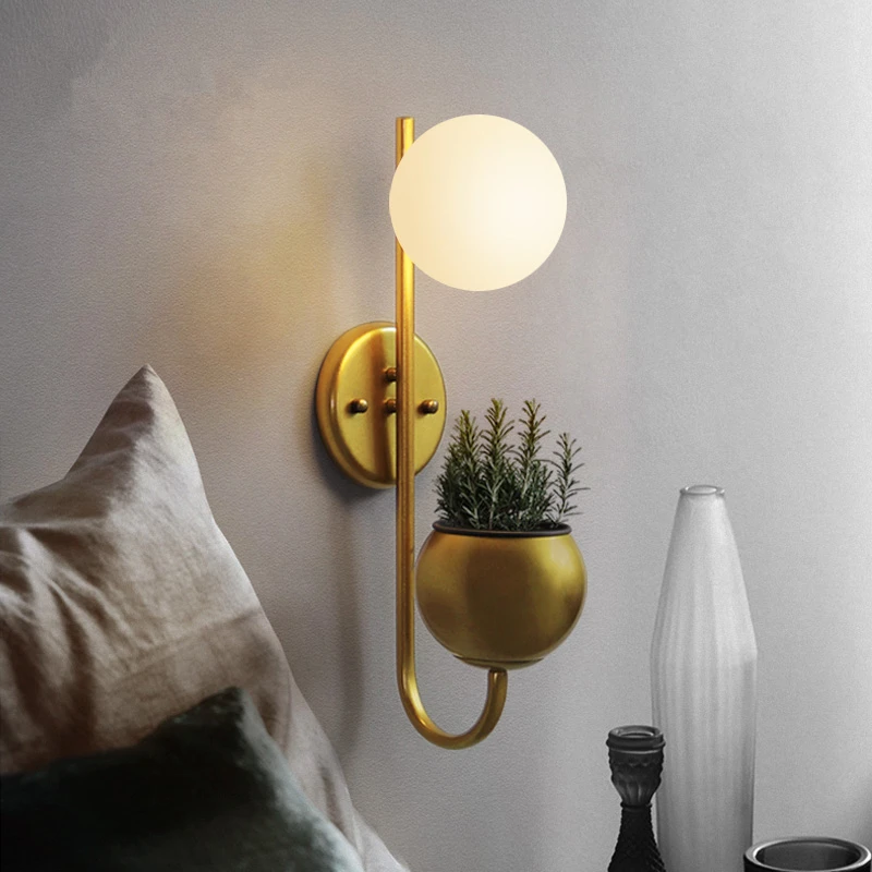 Wandlamp черный или золотой скандинавский стеклянный шар светодиодный настенный светильник для коридора, гостиной, прикроватный светильник для спальни, настенный светильник
