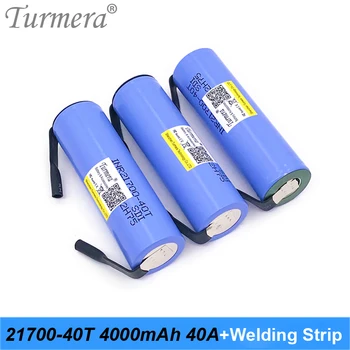 

Turmera 21700 Battery 4000mah 40A INR21700-40T Rechargeable Lithium Battery with Welding Strip to Screwdriver and E-bike battery
