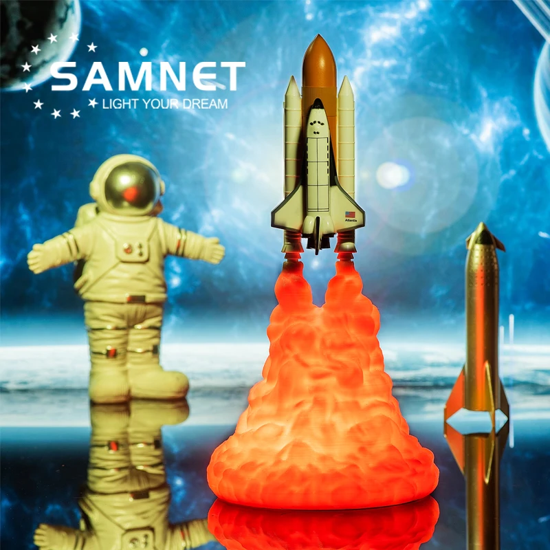 Светодиодный светильник с 3D рисунком Космический Шаттл ракетная лампа Saturn V для