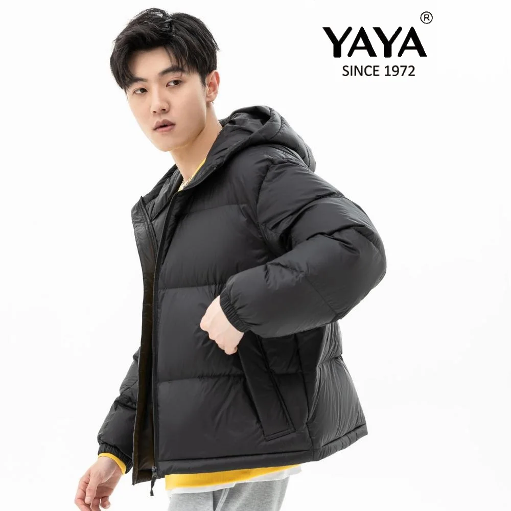 YAYA 2021 Winter Men's  90% White Duck Down Jacket Hooded Couples Style Thick Puffy Coat Windbreak Business Casual Warm Outwear