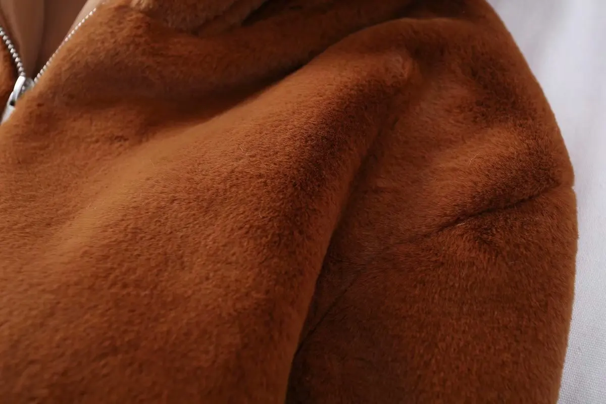 L-3-455 зима стиль западный стиль женское платье с капюшоном сплошной цвет молния норковая шерсть пальто Топы