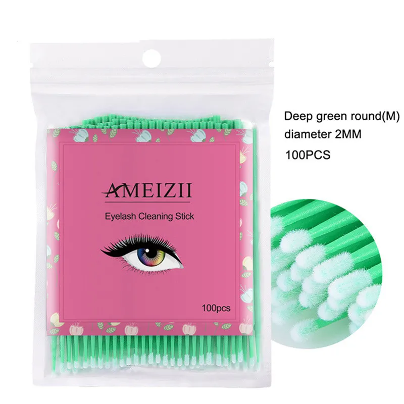 Deep Green M Disposable Micro Brushes Makeup Regular Tool Eyelash Cotton Swab Cleaning Swab Eyelash Brushes Hot Natural Eyelashes Remover - Цвет: Deep Green M