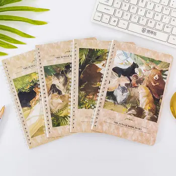 

4 pcs/lot Creative Wolf Boy Coil Notebook Cute Loose leaf Blank Word Book Card Tearable Notepads Stationery school supplies