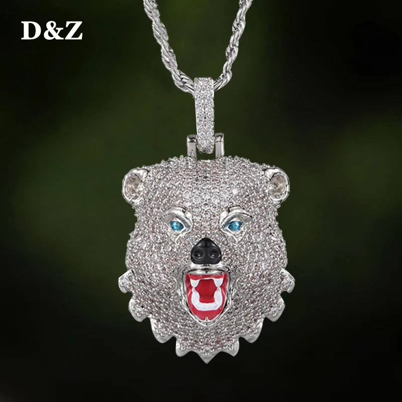 D\u0026Z New Fierce Bear Pendant Iced Out 